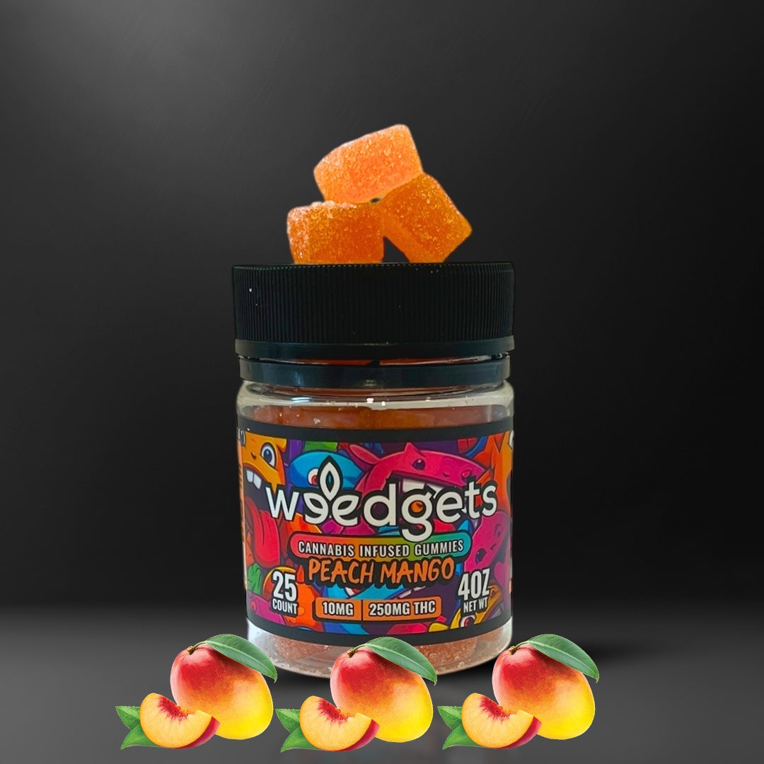 NEW PRODUCT: Delta 9 THC Gummies - Delicious Peach Mango - 10 mg gummy, 25 count, 250mg THC