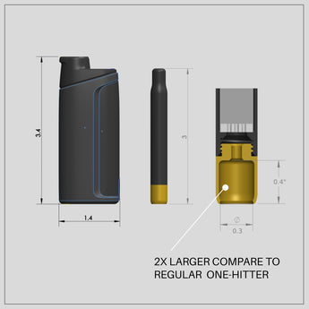 The X5 One-Hitter showing the size compared to a BIC lighter