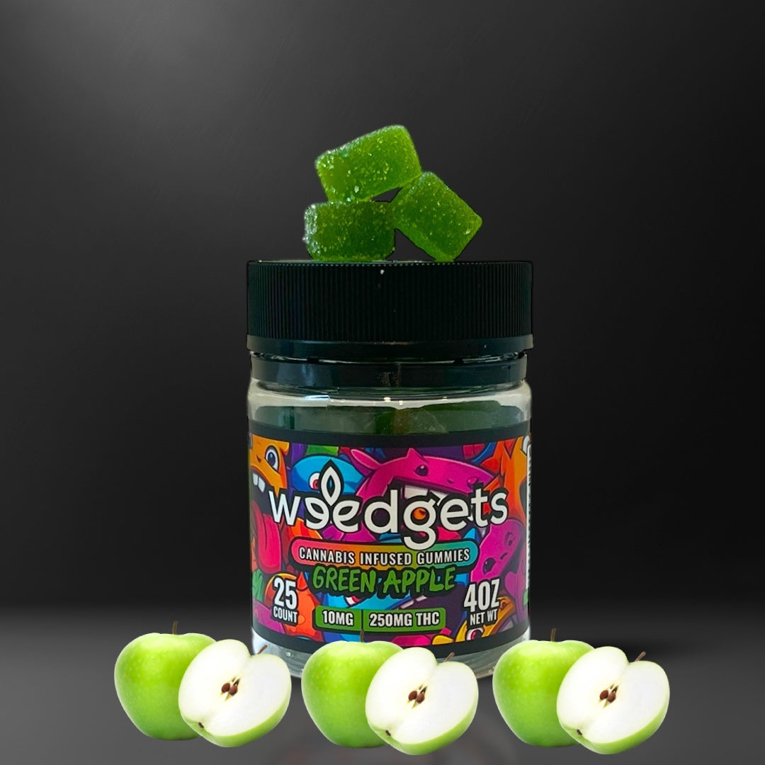 NEW PRODUCT: Delta 9 THC Gummies - Crisp Green Apple - 10 mg gummy, 25 count, 250mg THC